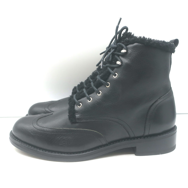 Rag &amp; Bone Cozen Shearling-Lined Combat Boots Black Leather Size 41
