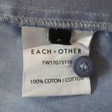 Each x Other Button Down Peplum Shirt Blue Chambray Size Small Long Sleeve Top