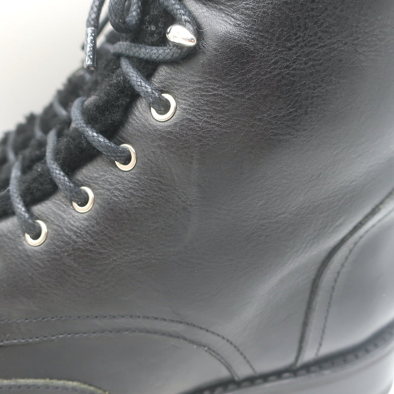 Rag &amp; Bone Cozen Shearling-Lined Combat Boots Black Leather Size 41