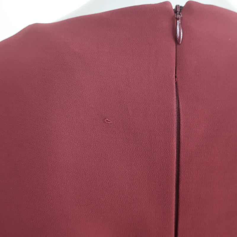 Michael Kors Collection Puff Sleeve Belted Maxi Dress Burgundy Crepe Size 12