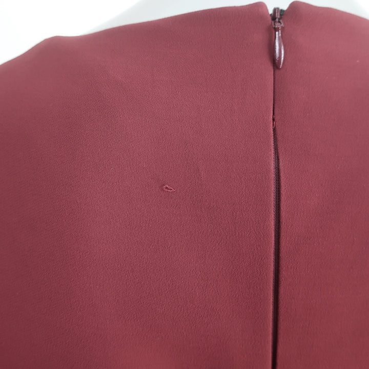 Michael Kors Collection Puff Sleeve Belted Maxi Dress Burgundy Crepe Size 12