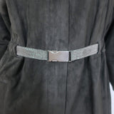 Brunello Cucinelli Monili-Belt Suede Coat Charcoal Size US 40
