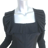 Anne Fontaine Zip-Front Pleated Mini Dress Lena Black Stretch Jersey Size 38