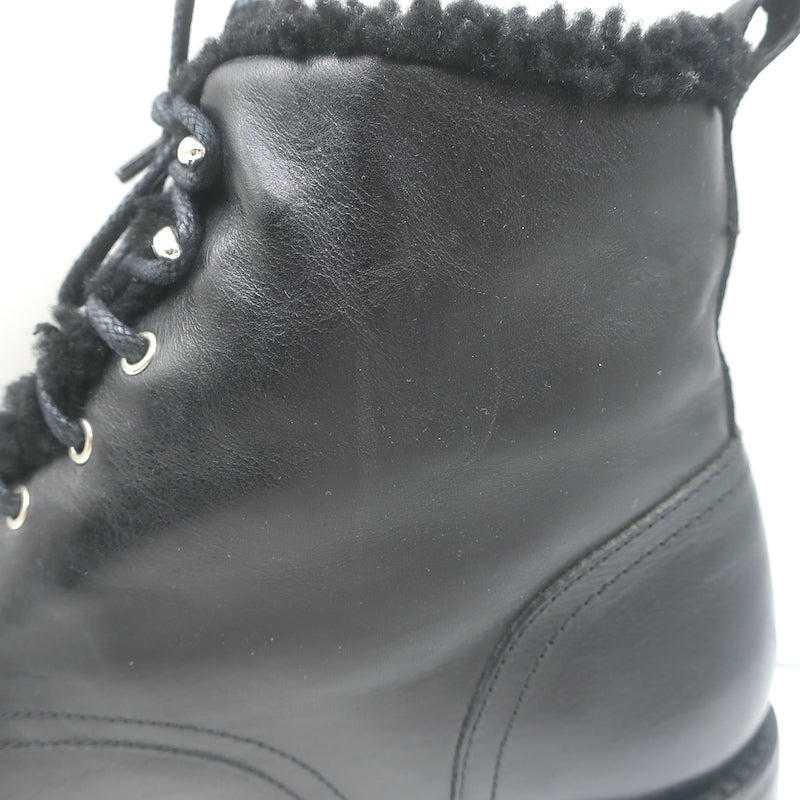Rag &amp; Bone Cozen Shearling-Lined Combat Boots Black Leather Size 41