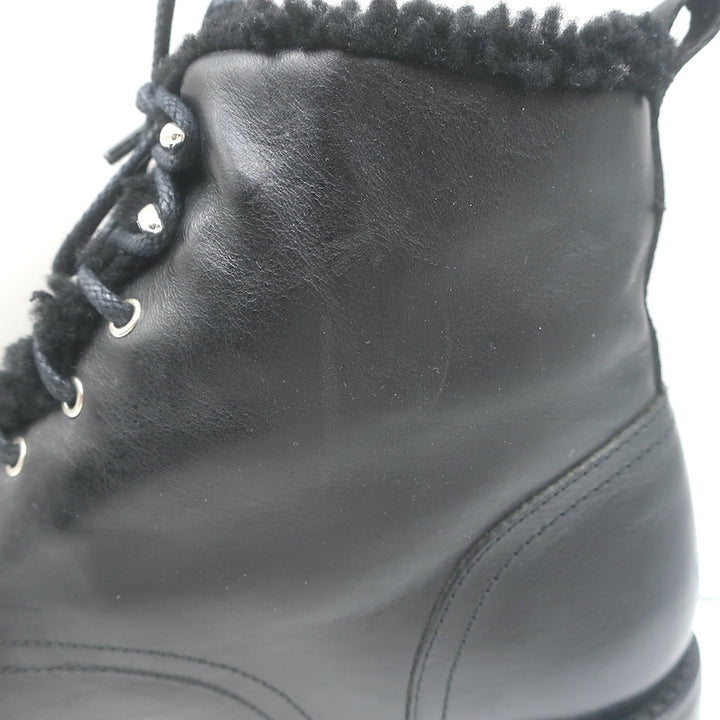 Rag &amp; Bone Cozen Shearling-Lined Combat Boots Black Leather Size 41
