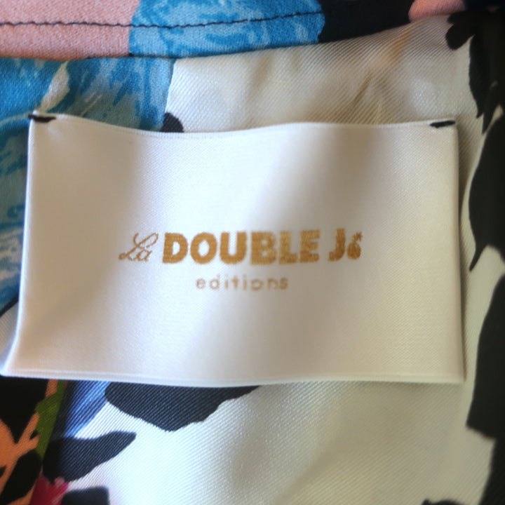 La DoubleJ Bon Ton Dress Black Floral Print Stretch Crepe Size Large