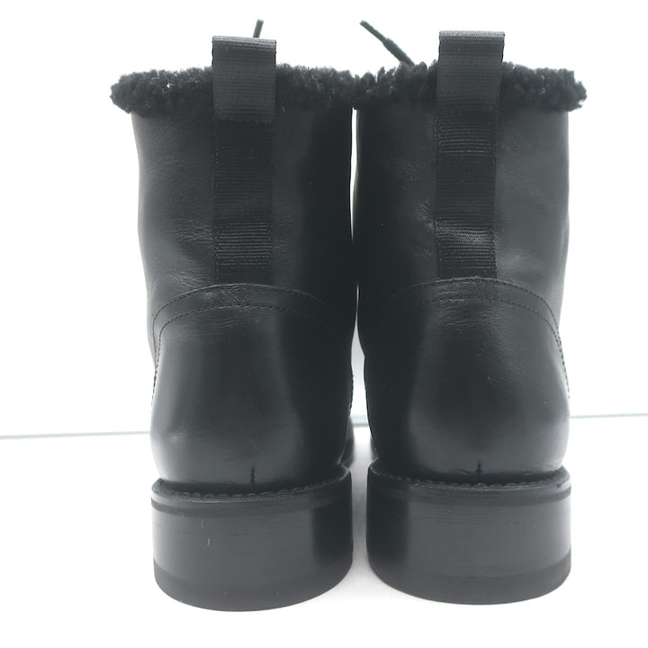 Rag &amp; Bone Cozen Shearling-Lined Combat Boots Black Leather Size 41