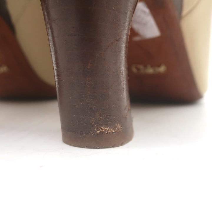 Chloe Oli Pointed Toe Ankle Boots Ivory Leather Size 39