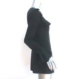 Anne Fontaine Zip-Front Pleated Mini Dress Lena Black Stretch Jersey Size 38