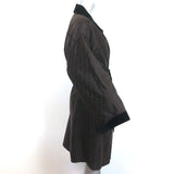 Vintage Fendi FF Jacquard Robe with Velvet Trim Dark Brown Size US 12