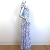 LoveShackFancy Chessie Tiered Maxi Dress White Floral Print Cotton Size Medium