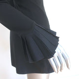 Anne Fontaine Zip-Front Pleated Mini Dress Lena Black Stretch Jersey Size 38