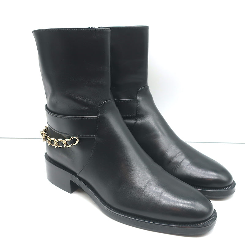 Chanel Embellished Chain Boots with Leather Gaiters: Miley Cyrus, Beyonce:  36