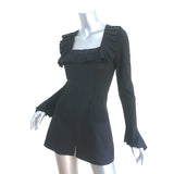 Anne Fontaine Zip-Front Pleated Mini Dress Lena Black Stretch Jersey Size 38