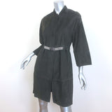 Brunello Cucinelli Monili-Belt Suede Coat Charcoal Size US 40