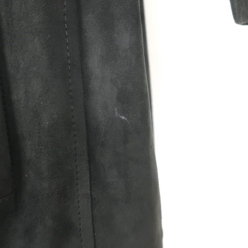 Brunello Cucinelli Monili-Belt Suede Coat Charcoal Size US 40