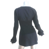 Anne Fontaine Zip-Front Pleated Mini Dress Lena Black Stretch Jersey Size 38