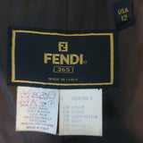 Vintage Fendi FF Jacquard Robe with Velvet Trim Dark Brown Size US 12