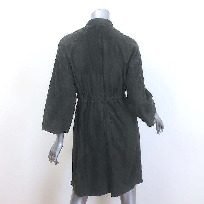 Brunello Cucinelli Monili-Belt Suede Coat Charcoal Size US 40