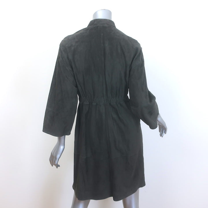 Brunello Cucinelli Monili-Belt Suede Coat Charcoal Size US 40