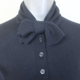 Christian Dior Tie-Neck Polo Sweater Navy Cashmere-Silk Size 38 US 6