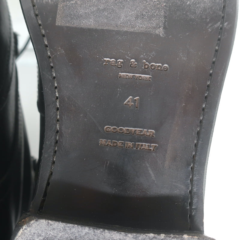 Rag &amp; Bone Cozen Shearling-Lined Combat Boots Black Leather Size 41