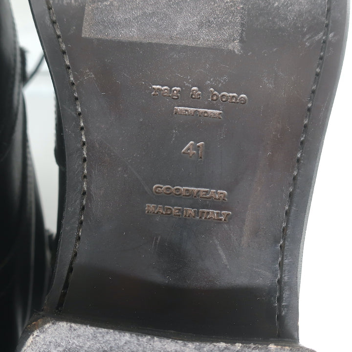 Rag &amp; Bone Cozen Shearling-Lined Combat Boots Black Leather Size 41
