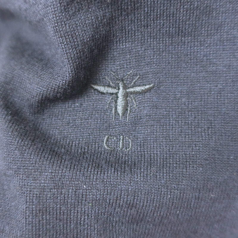 Christian Dior Tie-Neck Polo Sweater Navy Cashmere-Silk Size 38 US 6