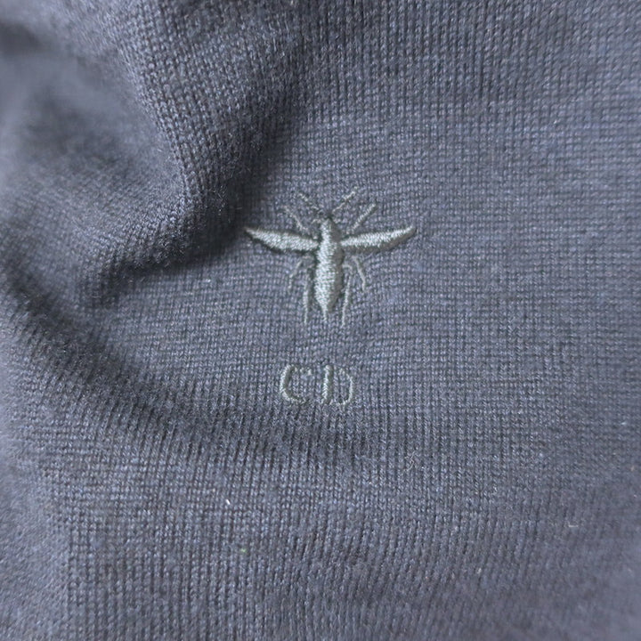 Christian Dior Tie-Neck Polo Sweater Navy Cashmere-Silk Size 38 US 6