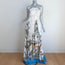 Roberto Cavalli Maxi Dress Cream/Multi Pleated Printed Silk Size 42
