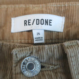 RE/DONE 70s Loose Flare Corduroy Pants Washed Khaki Size 25