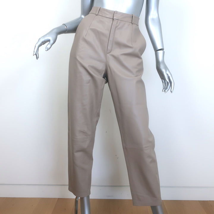 Zeynep Arcay Leather Suit Taupe Size US 10 Double Breasted Jacket &amp; Mom Pants