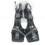 Brunello Cucinelli Monili Crisscross Sandals Black Leather Size 37.5 NEW