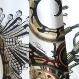 Roberto Cavalli Maxi Dress Cream/Multi Pleated Printed Silk Size 42