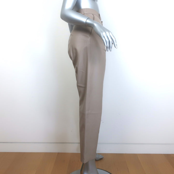Zeynep Arcay Leather Suit Taupe Size US 10 Double Breasted Jacket &amp; Mom Pants