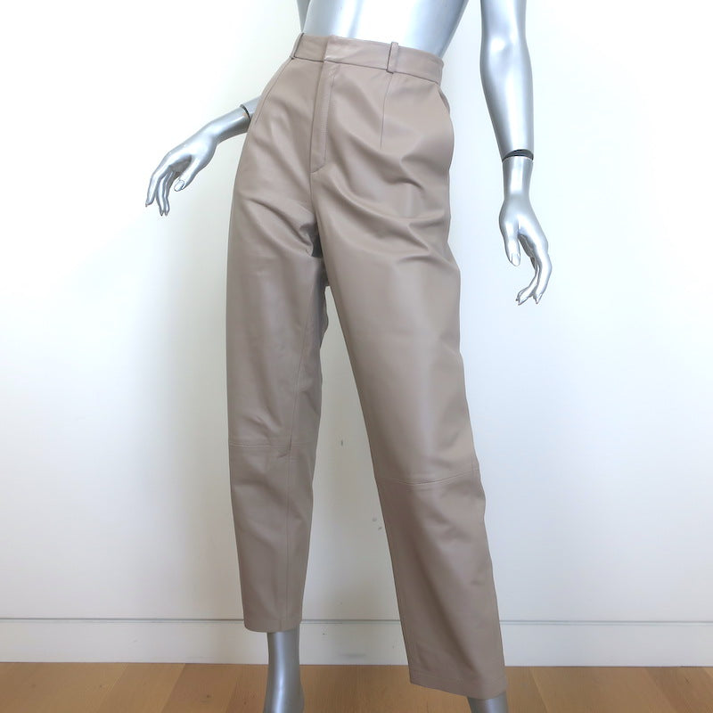 Zeynep Arcay Leather Suit Taupe Size US 10 Double Breasted Jacket &amp; Mom Pants