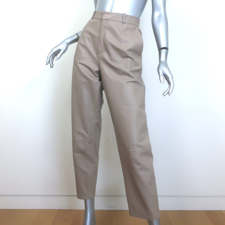 Zeynep Arcay Leather Suit Taupe Size US 10 Double Breasted Jacket &amp; Mom Pants