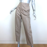 Zeynep Arcay Leather Suit Taupe Size US 10 Double Breasted Jacket & Mom Pants