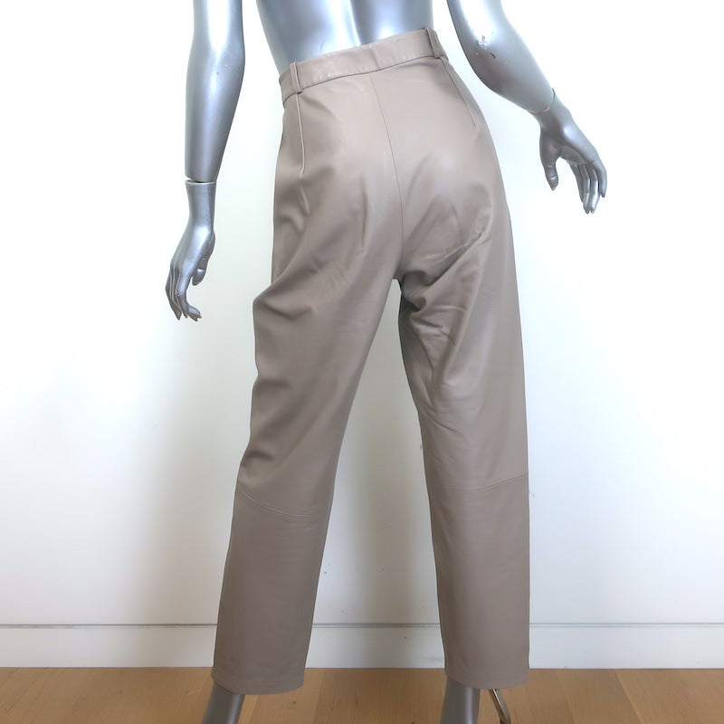 Zeynep Arcay Leather Suit Taupe Size US 10 Double Breasted Jacket &amp; Mom Pants
