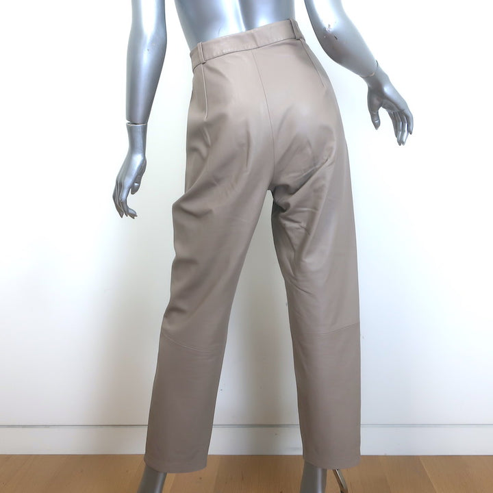 Zeynep Arcay Leather Suit Taupe Size US 10 Double Breasted Jacket &amp; Mom Pants