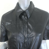 Nanushka Roberta Belted Vegan Leather Mini Shirtdress Black Size Large