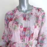 LoveShackFancy Daya Maxi Dress Light Pink Floral Print Chiffon Size 4