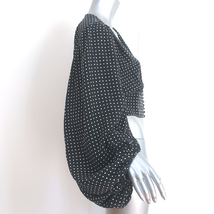 Equipment Sola Balloon Sleeve Blouse Black &amp; White Polka Dot Silk Size Small