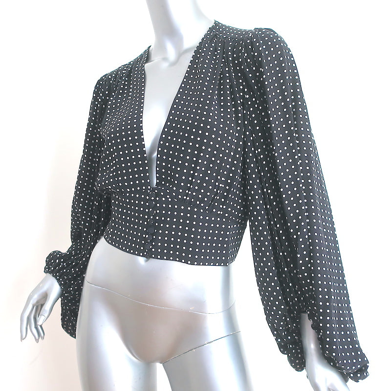 Equipment Sola Balloon Sleeve Blouse Black &amp; White Polka Dot Silk Size Small