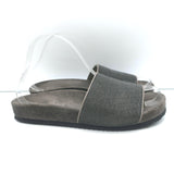 Brunello Cucinelli Monili Band Slide Sandals Dark Gray Suede Size 37 NEW