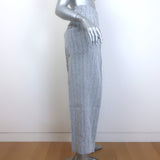 Brunello Cucinelli Pinstripe Linen Cropped Pants Light Gray/Blue Size US 6