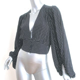Equipment Sola Balloon Sleeve Blouse Black & White Polka Dot Silk Size Small