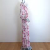 LoveShackFancy Daya Maxi Dress Light Pink Floral Print Chiffon Size 4