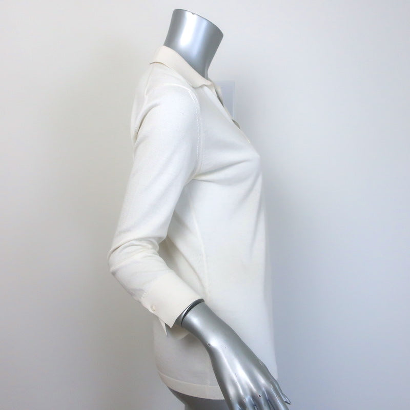 Loro Piana Knit Polo Shirt Cream Silk-Cotton Size 40