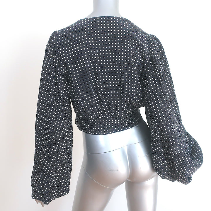 Equipment Sola Balloon Sleeve Blouse Black &amp; White Polka Dot Silk Size Small